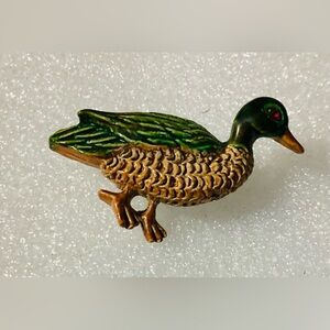Gerry Weber Green and Tan Bird Brooch Vintage